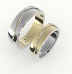 Witgouden trouwring met golf design.