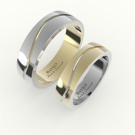 Witgouden trouwring met golf design.