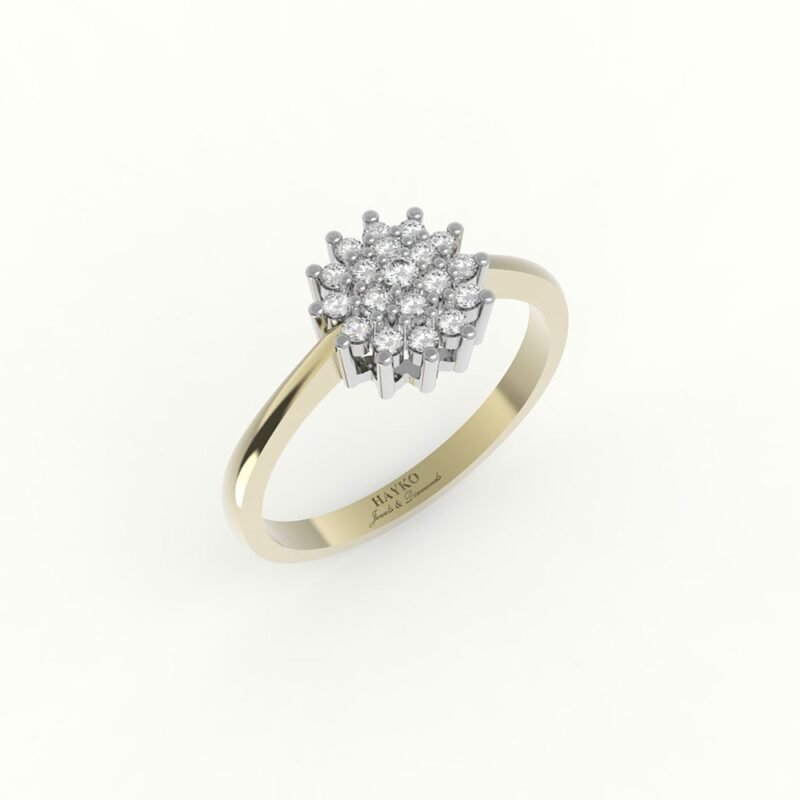 Gouden ring met diamanten in witgouden zetting.