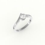 Witgouden verlovingsring met moderne edgy zetting van een diamant.