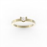 Gouden verlovingsring met diamant in moderne zetting.