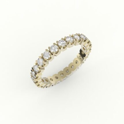 Gouden ring rondom gezet met brilliant geslepen diamanten.