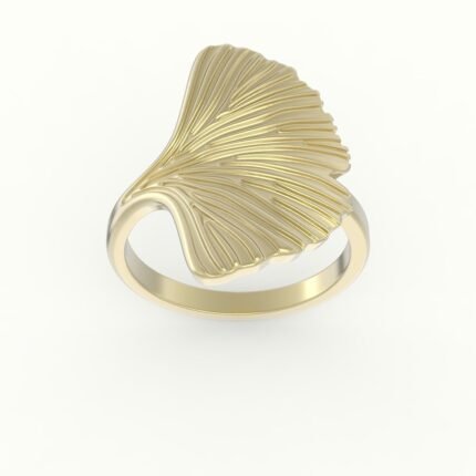 Gouden ring met Japans shiso blad design.