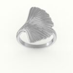 Witgouden ring met Japans shiso blad design.