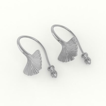 Witgouden oorbellen met Japans shiso blad design.