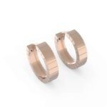 Roségouden ronde oorbellen met ladder design.