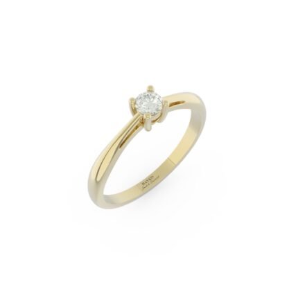 Gouden solitaire ring gezet met diamant.