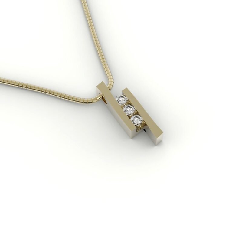 Gouden hanger gezet met drie diamanten.