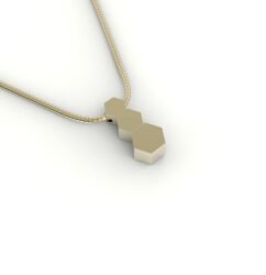 Gouden hanger met hexagon design.