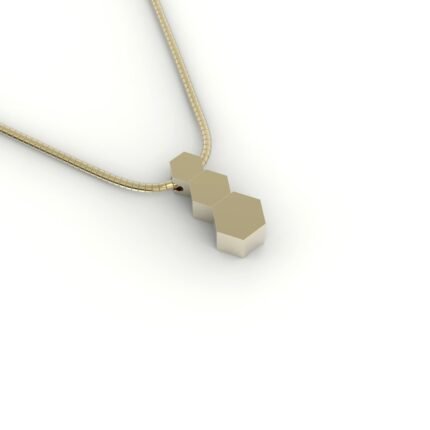 Gouden hanger met hexagon design.