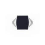 Witgouden zegelring met onyx steen en gravure op de band.