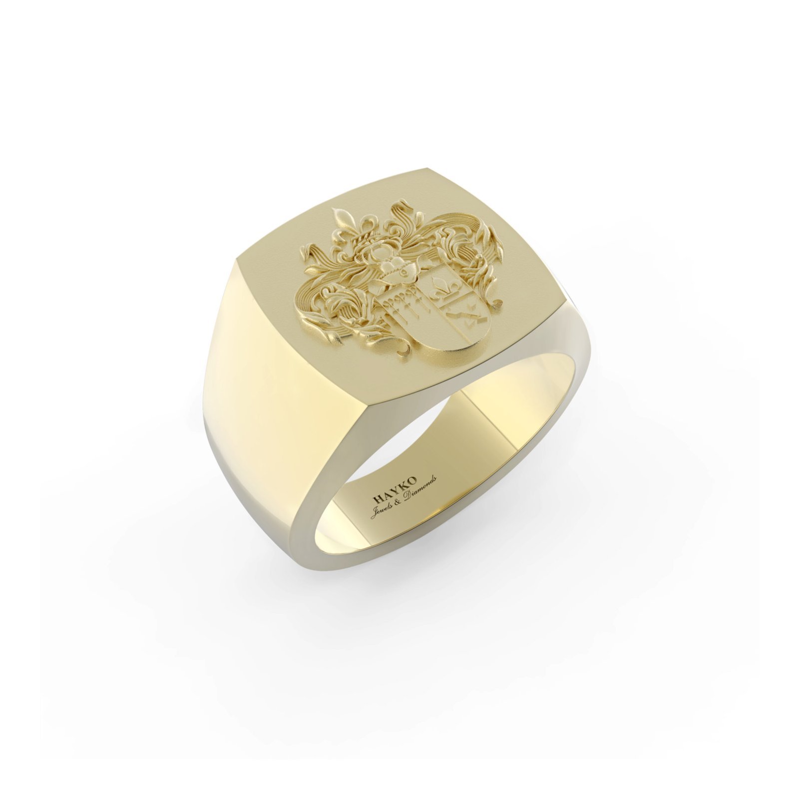 Gouden zegelring met familiewapen.