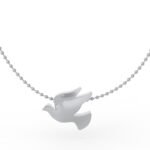 Witgouden hanger van vredesduif.