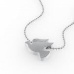 Witgouden hanger van vredesduif.